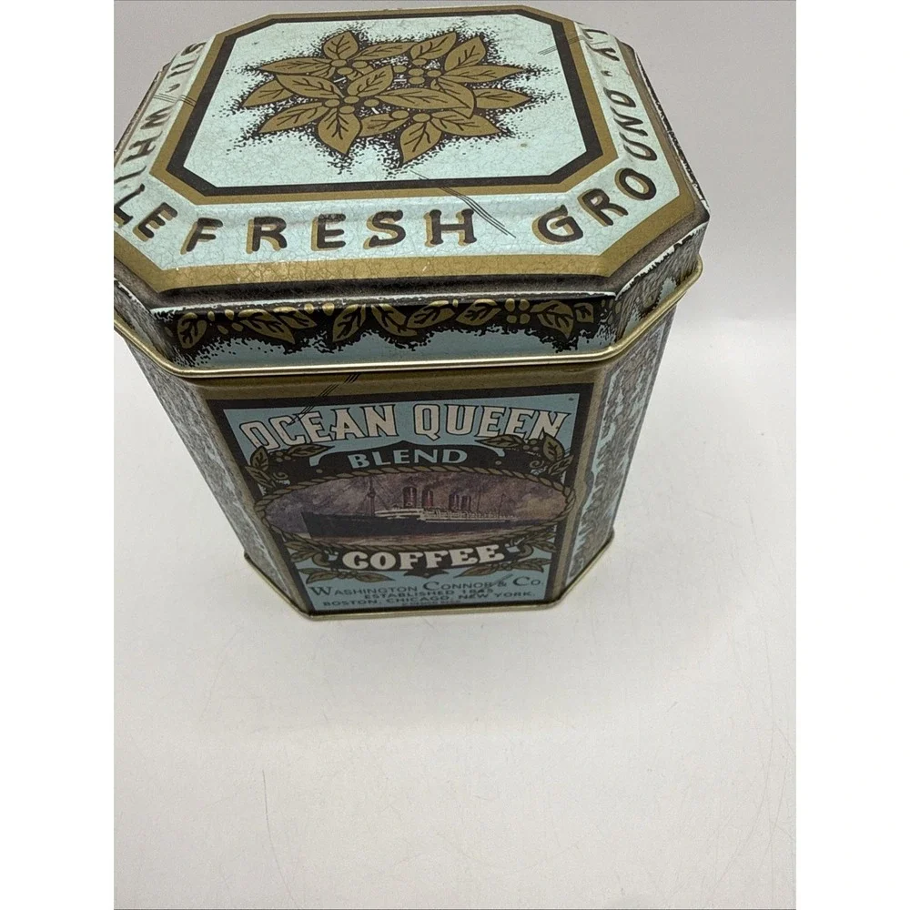 Ocean Queen‎ Blend Coffee Advertising Tin Washington Connor & Co Steamship
